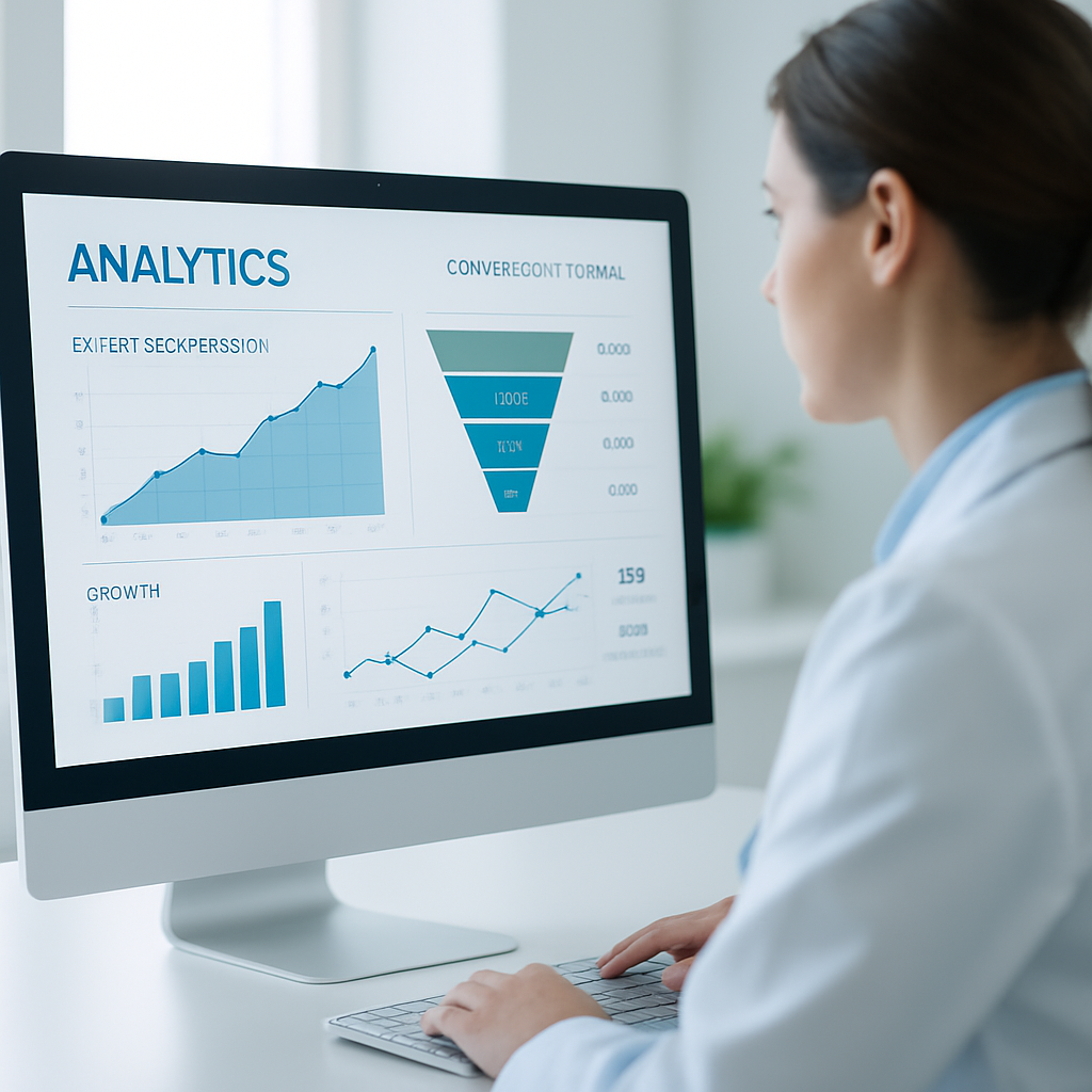 Medical practice dashboard showing patient leads and acquisition metrics